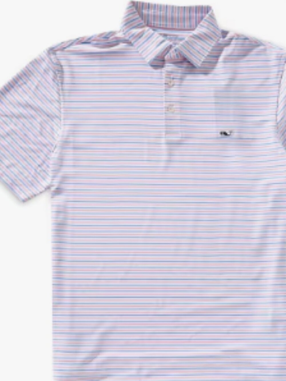 Vineyard Vines Boy's Striped Polo in Light Blue, Red & White